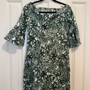 H&M Green and White Long Sleeve Dress